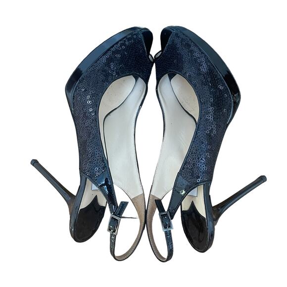 Jimmy Choo Authentic Black Sequin Slingback Heels Sz 37 (7) - Picture 6 of 12